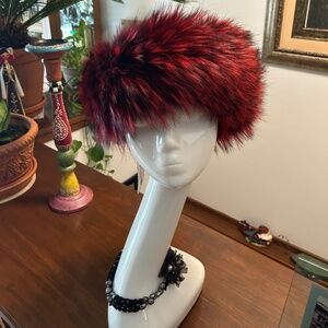 TheFurVault Saga Furs Ferrari Red Headband, All One Size , New With Tags